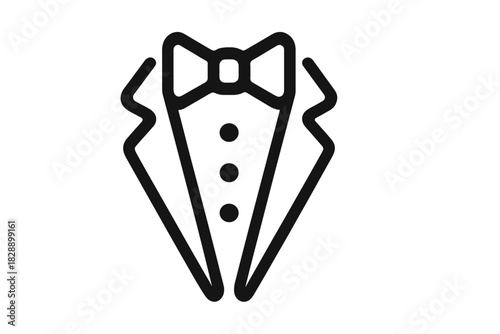 Formal tuxedo suit outline with classic bow tie and lapels