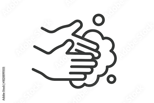 Essential hygiene practice of washing hands with soap and water using a minimalist style