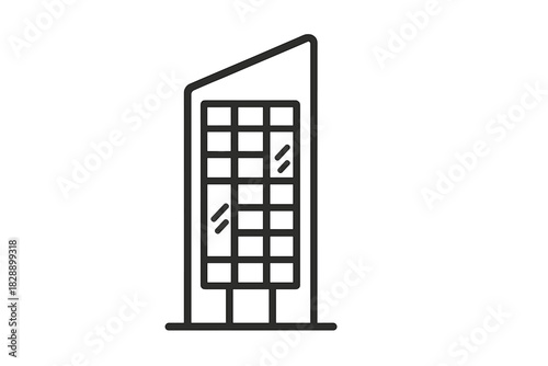 Modern corporate skyscraper or residential apartment building with large glass facade