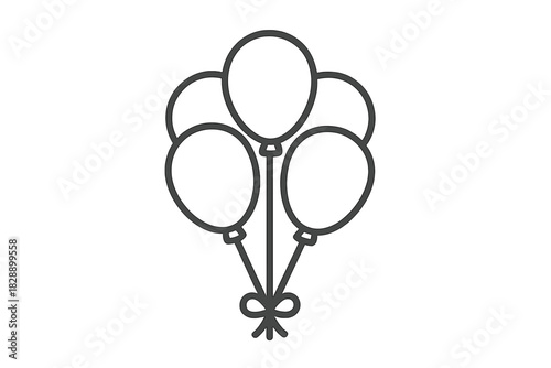 A bunch of festive party balloons tied together with a decorative ribbon bow