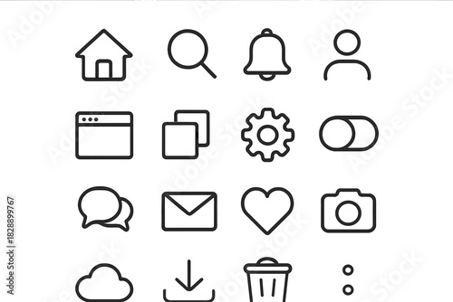 Minimalist line icons for modern web design and mobile application user interface