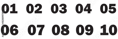 Bullet Points icon set in line style, Simple round numbers in flat style, Set of 1-10 numbers simple black symbol sign for apps, and website, vector illustration. EPS 10