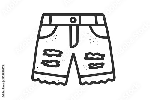 Pair of distressed denim shorts featuring ripped details and a grunge texture