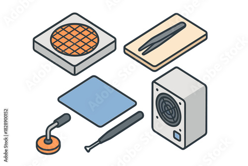 Isometric electronic components and specialized tools for microchip manufacturing