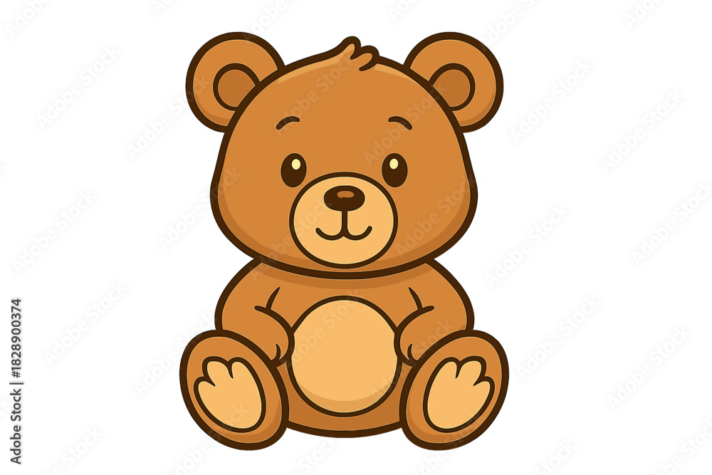 Obraz premium Adorable brown teddy bear sitting with a friendly smile on a white background