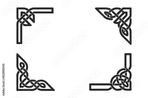 Four traditional Celtic knot corner designs for decorative borders and frames