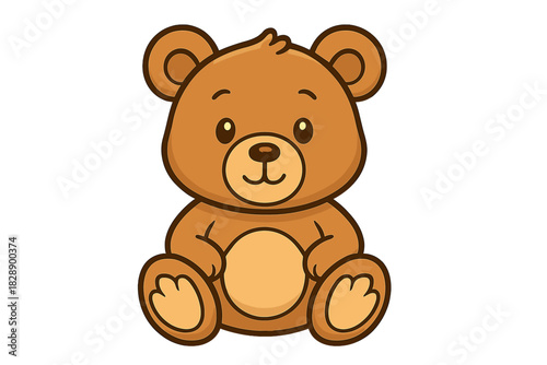 Adorable brown teddy bear sitting with a friendly smile on a white background