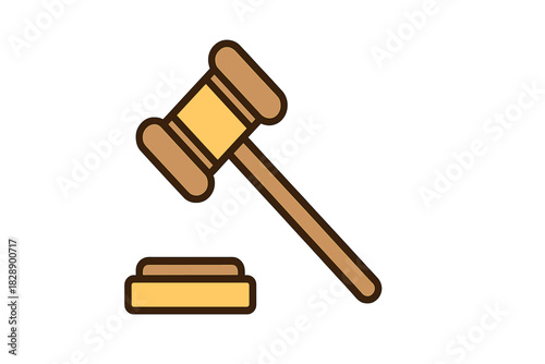 Wooden gavel and sound block icon representing justice law and auction authority