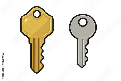 Modern house keys in gold and silver metallic finishes symbolizing security and ownership