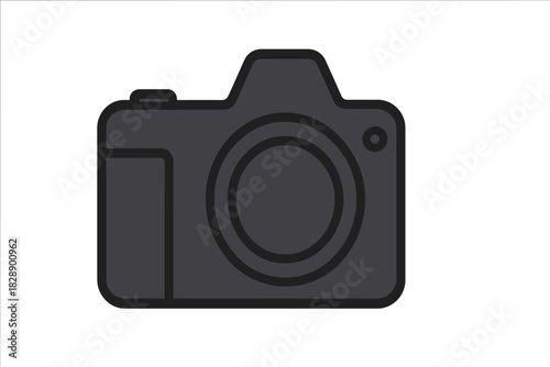 Minimalist dark gray digital camera icon for photography and technology
