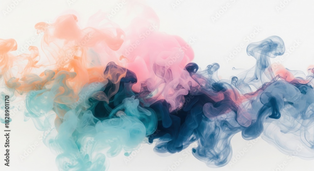 Fototapeta premium Watercolor Ink Cloud Abstract. Soft Pastel Fluid Art Background.