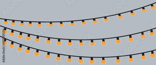 led christmas lights. Vector String with glowing led light bulbs. 