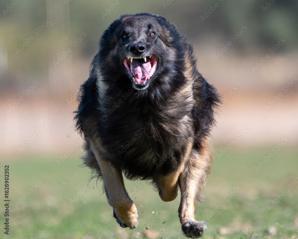 Fototapeta premium Close up of a Belgian Tervuren dog running