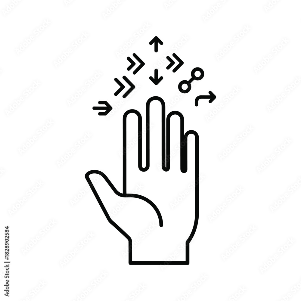 Obraz premium Hand gesture deflecting multiple arrows and abstract symbol isolated on