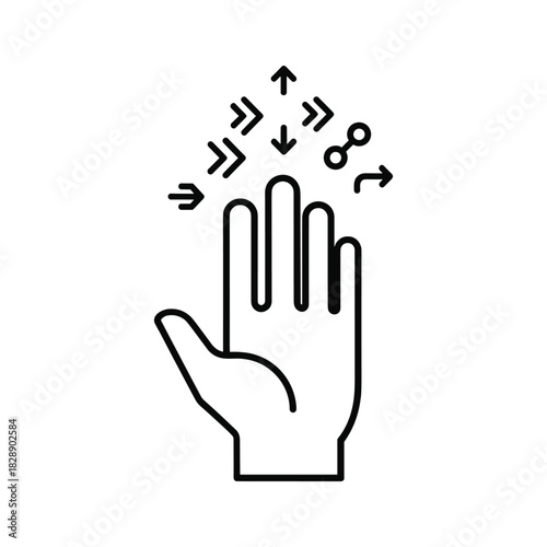 Hand gesture deflecting multiple arrows and abstract symbol isolated on