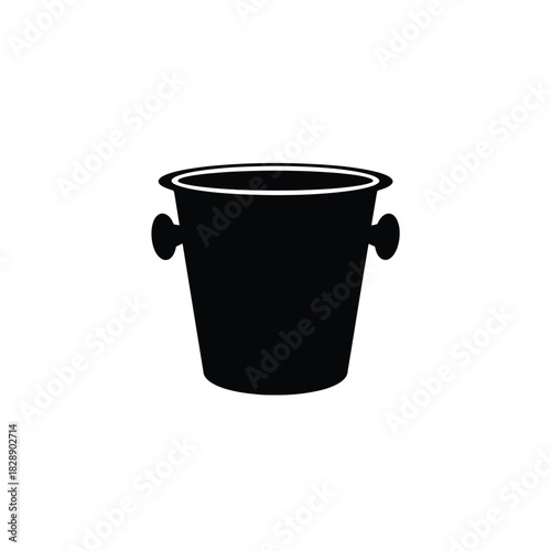 Black silhouette of an ice bucket with handles silhouette