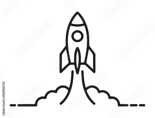space rocket vector illustration.rocket line art vector illustration on white background.	
