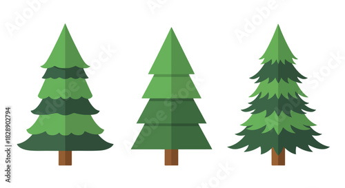 Collection of Evergreen Trees Illustration of Natural Forest Elements for Seasonal Designs