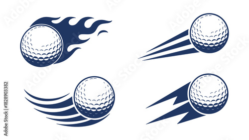 Sporty golf ball emblem icons