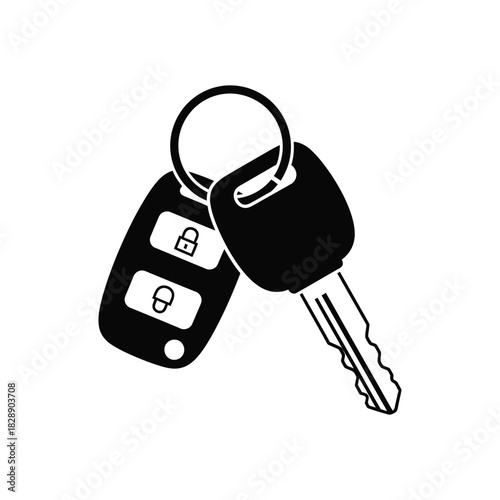 A car key silhouette vector art illustration