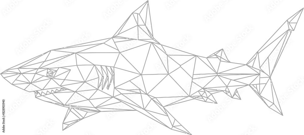 Obraz premium Geometric shark illustration with a modern low poly design on a white background