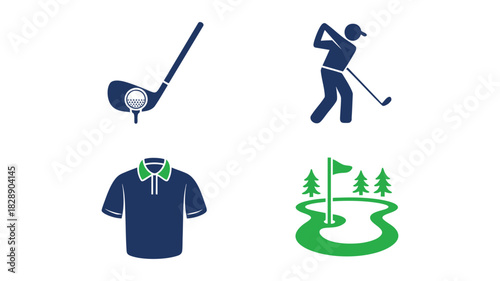 Golf equipment and course icons