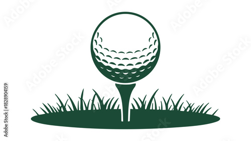 Green golf ball on tee graphic