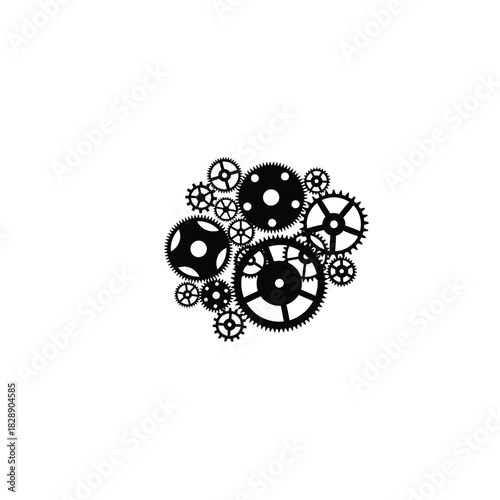Intricate mechanical gears and cogs silhouette