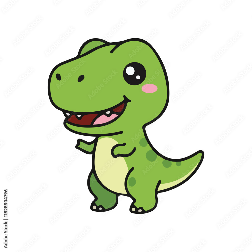 Fototapeta premium Cute Green T-Rex Cartoon