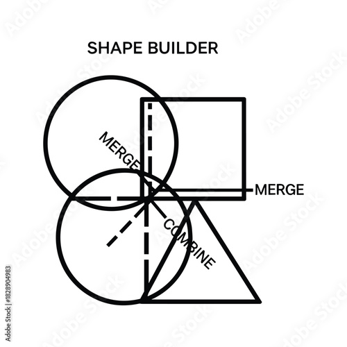 Shape builder tool demonstration with circle square and triangle overlap