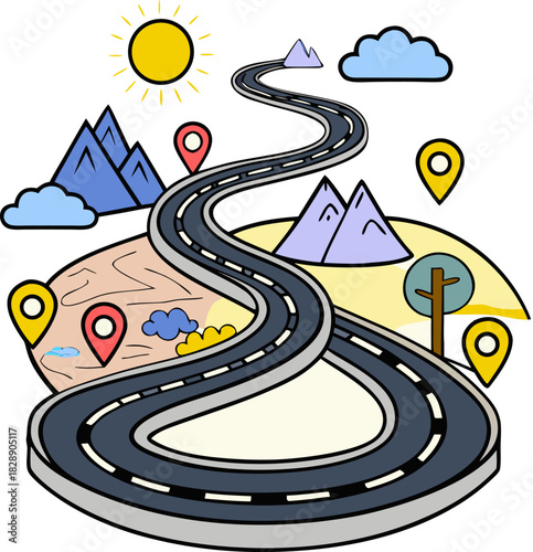 road to the city GPS navigator pointer on city map, navigation, 