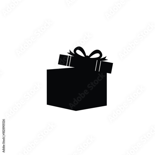 Open gift box with ribbon silhouette