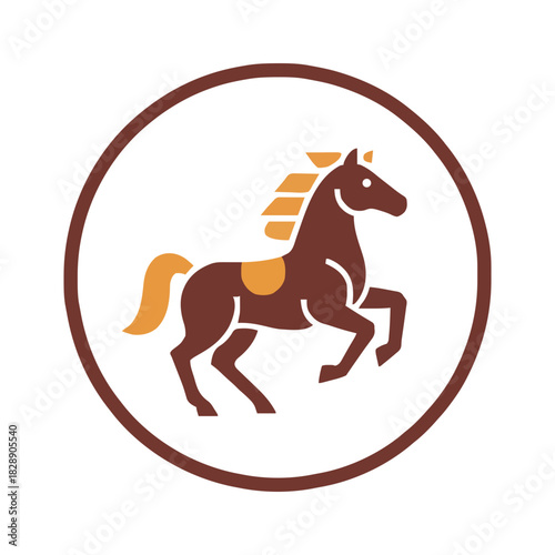 Chinese New Year 2026 Year of the Horse flat icon shio, celebrating strength and success.