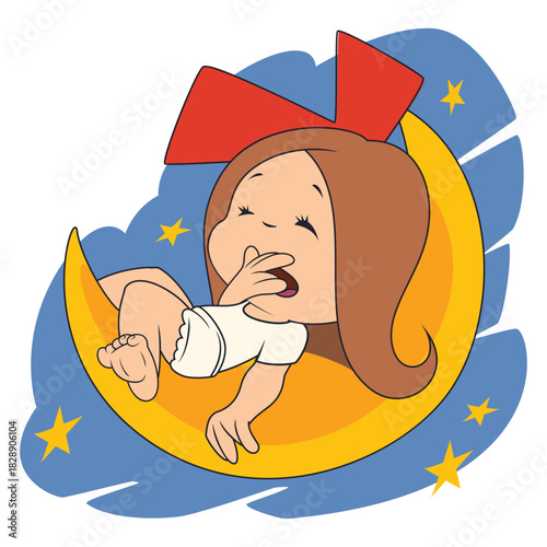Peaceful cartoon baby sleeping soundly.