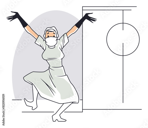 Joyful doctor woman celebrating success.
