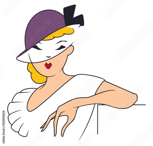 Beautiful girl in vintage style for decoration.