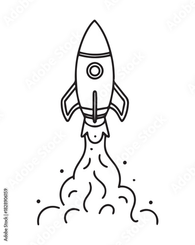 space rocket vector illustration.rocket line art vector illustration on white background.	
