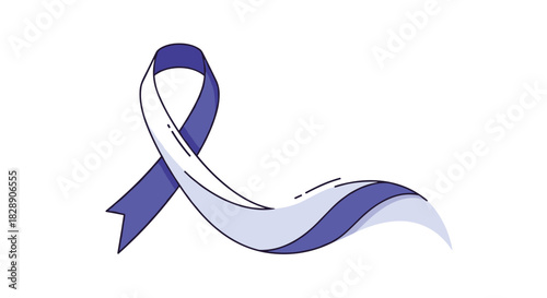 Stylized illustration of a flowing periwinkle awareness ribbon against a white background.