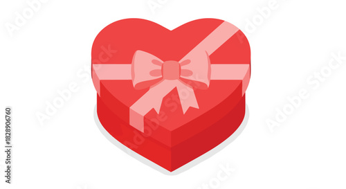 Vibrant red heart-shaped gift box illustration with a pink bow, symbolizing love and thoughtful gestures for special occasions and celebrations