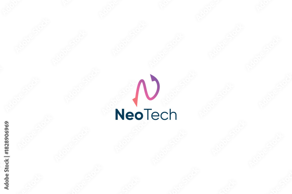 Fototapeta premium Letter N creative line art technological motion arrow loop logo