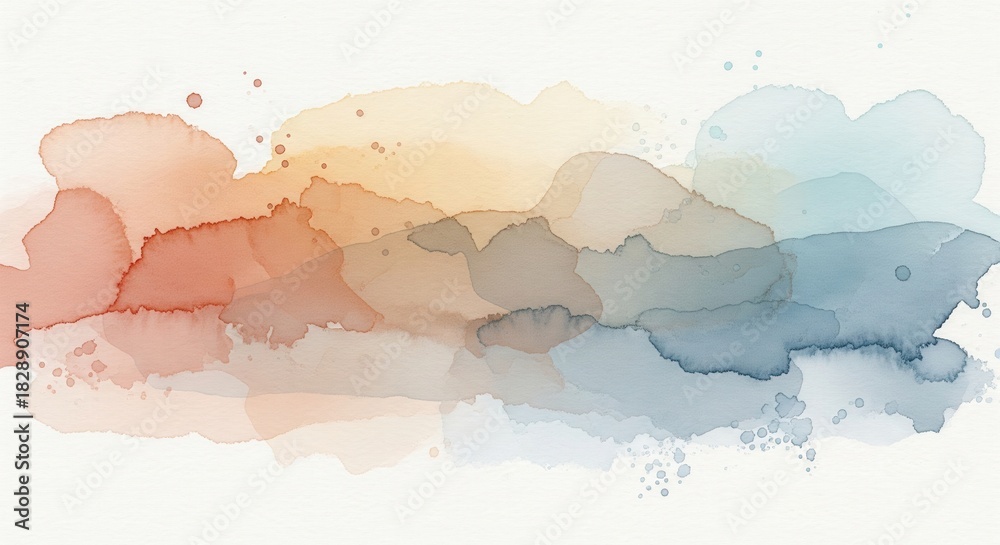 Obraz premium Watercolor Horizon Gradient. Atmospheric Soft Abstract Background.
