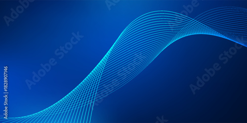 Tech background with abstract wave line. Vector illustration.