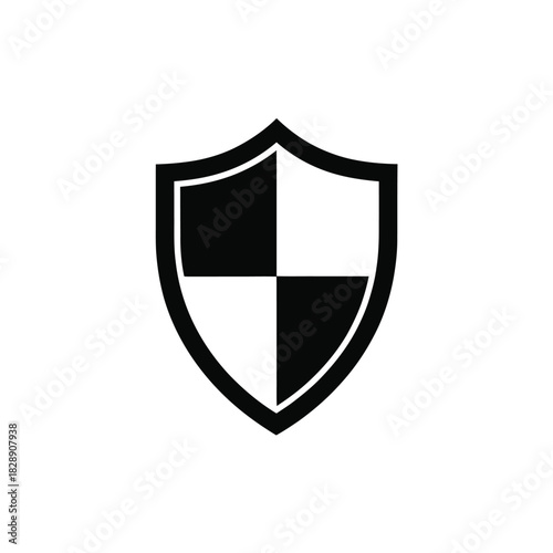 A black and white shield icon representing security and protection.