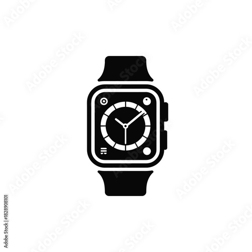 A modern smartwatch displays the time on its digital face.