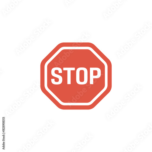A red octagonal stop sign with white lettering indicating 'STOP' is displayed against a white background.