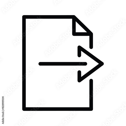 Simple black line icon representing file export or data transfer