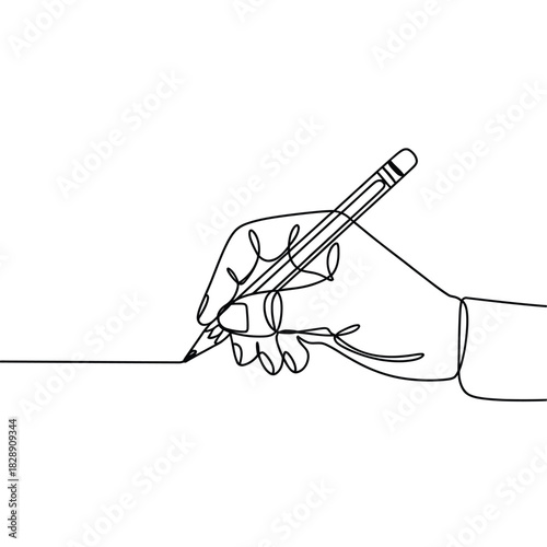hand writing with pencil, single line art clip art preview