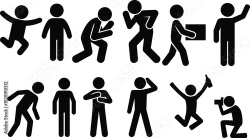 Stick figure pictograms illustrating various human actions emotions