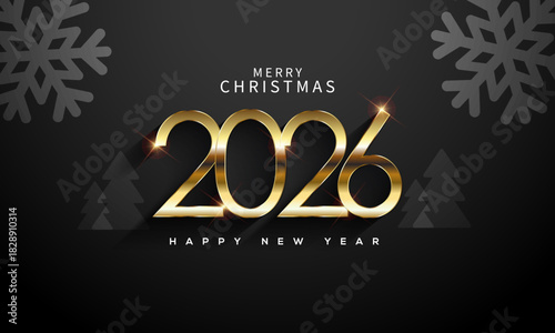 2026 Happy New Year Greeting Card Gold