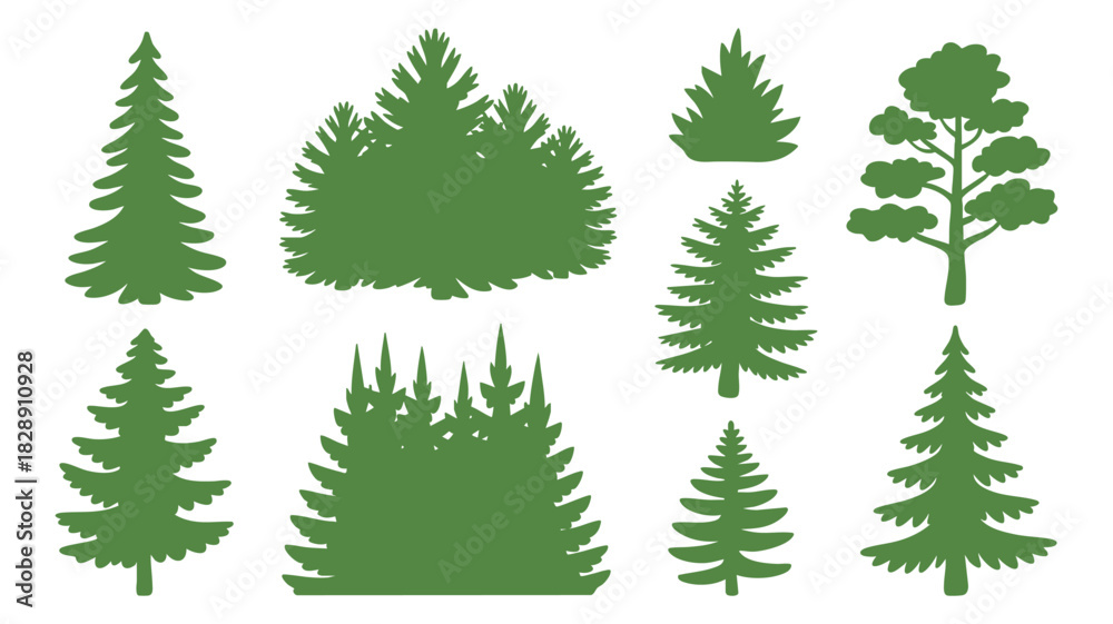 Obraz premium Green forest tree silhouettes